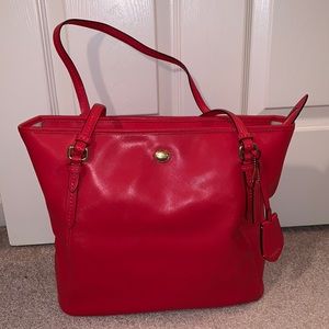 Coach Red Leather Medium Tote